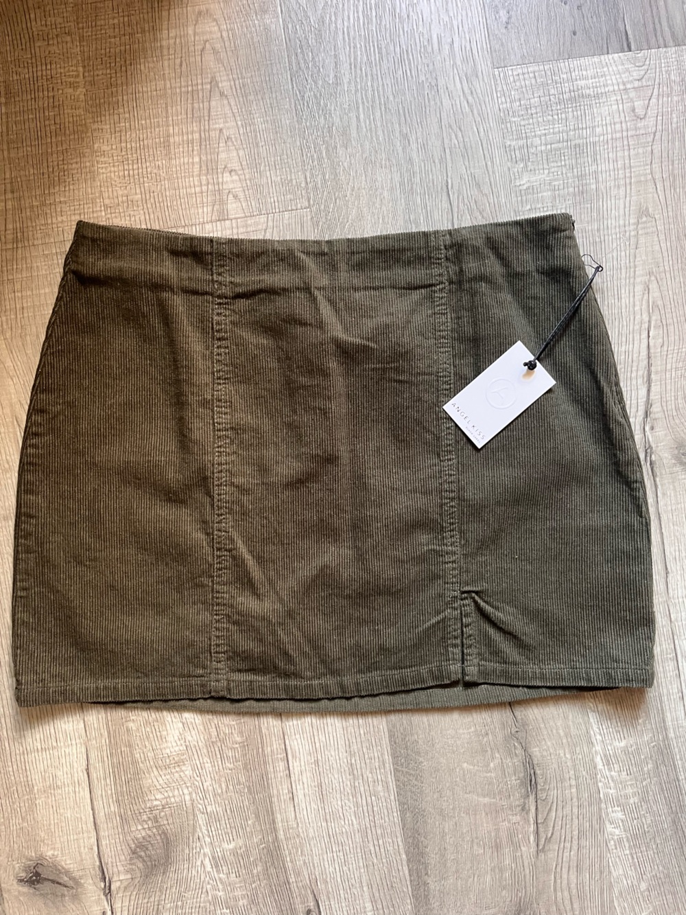 Angel Kiss Olive Green Corduroy Mini Skirt